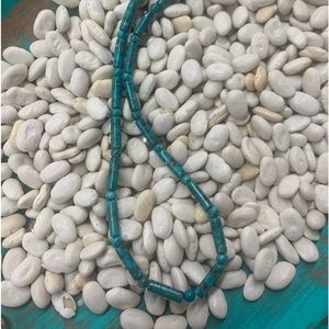 Native American barrel and round turquoise bead necklace